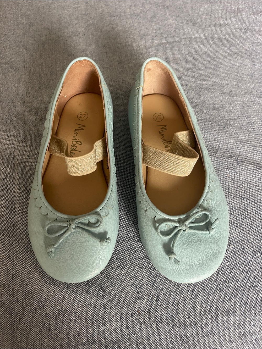 Mini Boden Mint Green Girls Ballet Flats with Elastic Strap Size 10 US/27 Euro